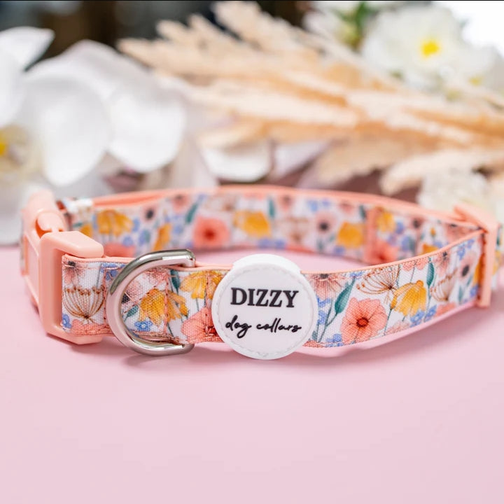 Peachy Posies Canvas & Neoprene Dog Collar
