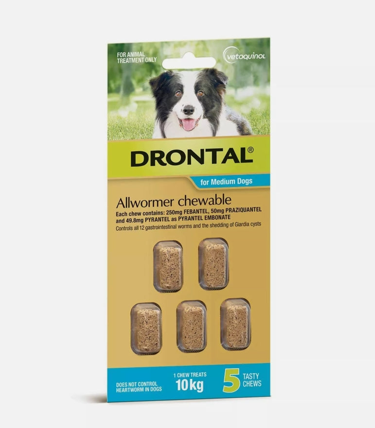 Drontal Medium Dog 10kg Chew 5pk *