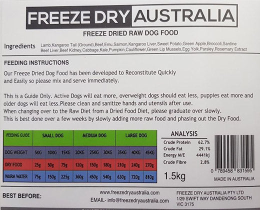 Freeze Dry Australia Freeze Dried Raw Dog Food