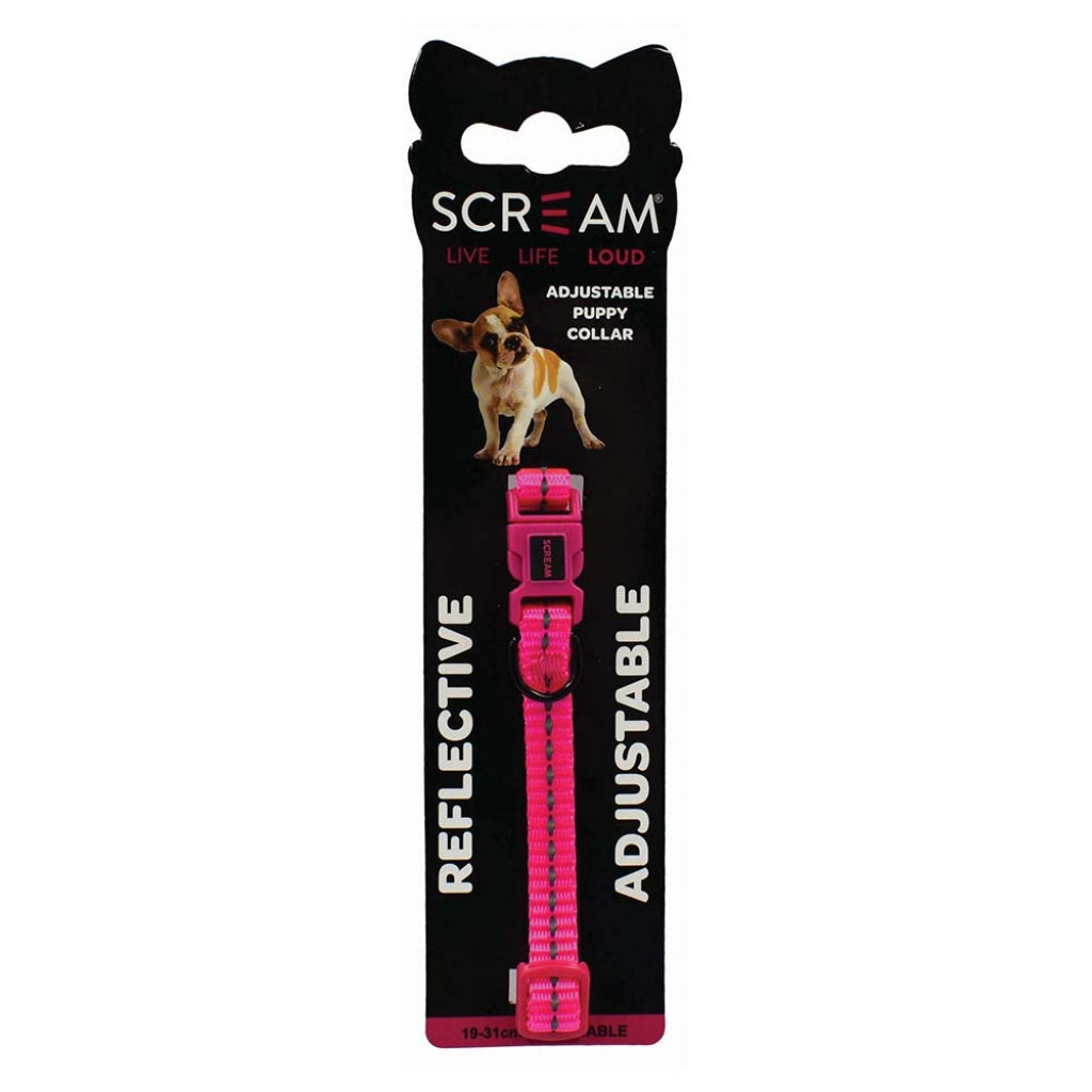 Scream Reflective Nylon Puppy Collar 19-31cm