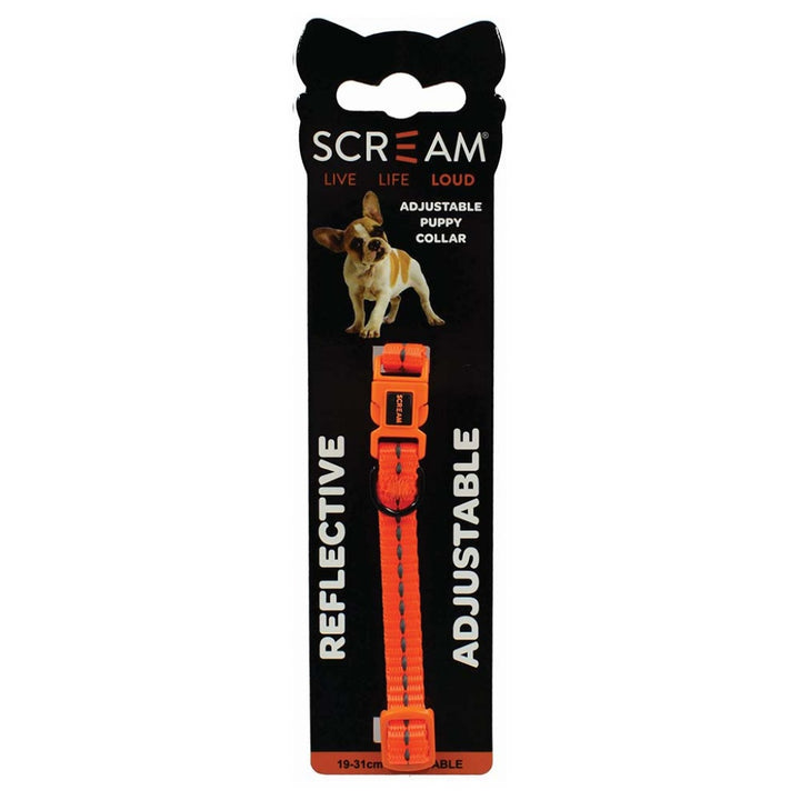 Scream Reflective Nylon Puppy Collar 19-31cm