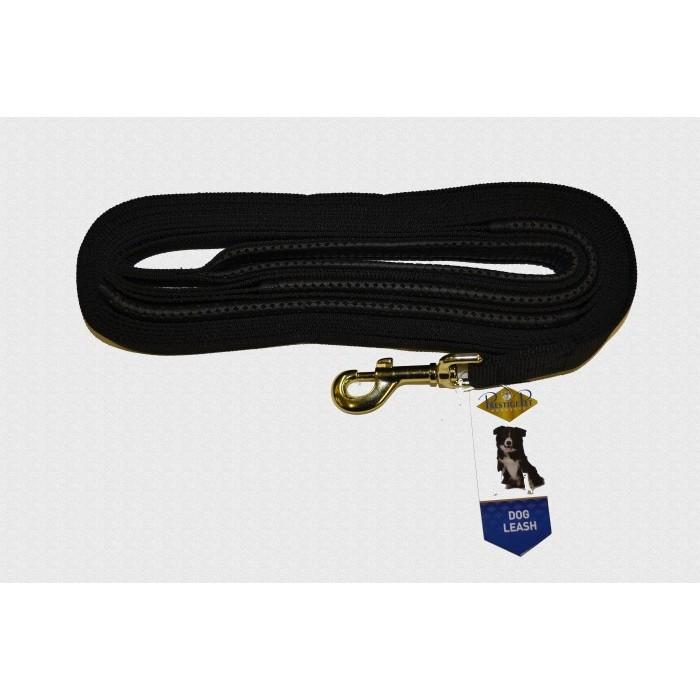 Flat Nylon 7m Recall lead with Padded Handle Black