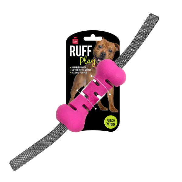 Ruff Play Fetch & Tug Bone Pink