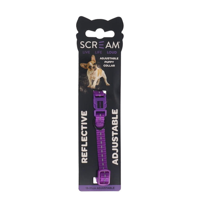 Scream Reflective Nylon Puppy Collar 19-31cm