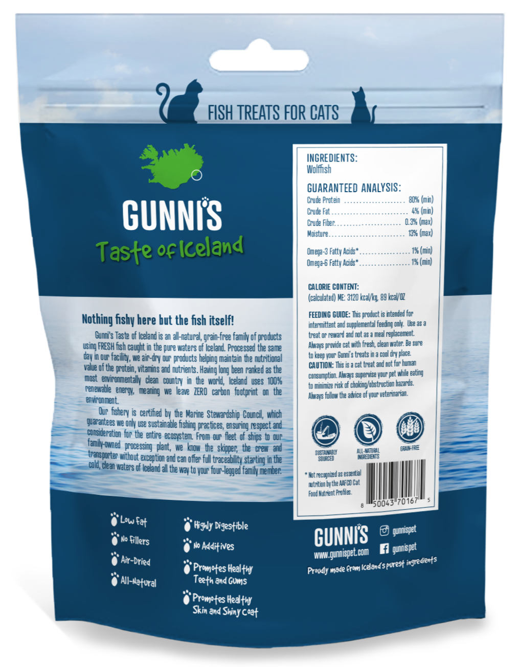 Gunni's Wolffish Mini Morsels Cat Treats 42.5g