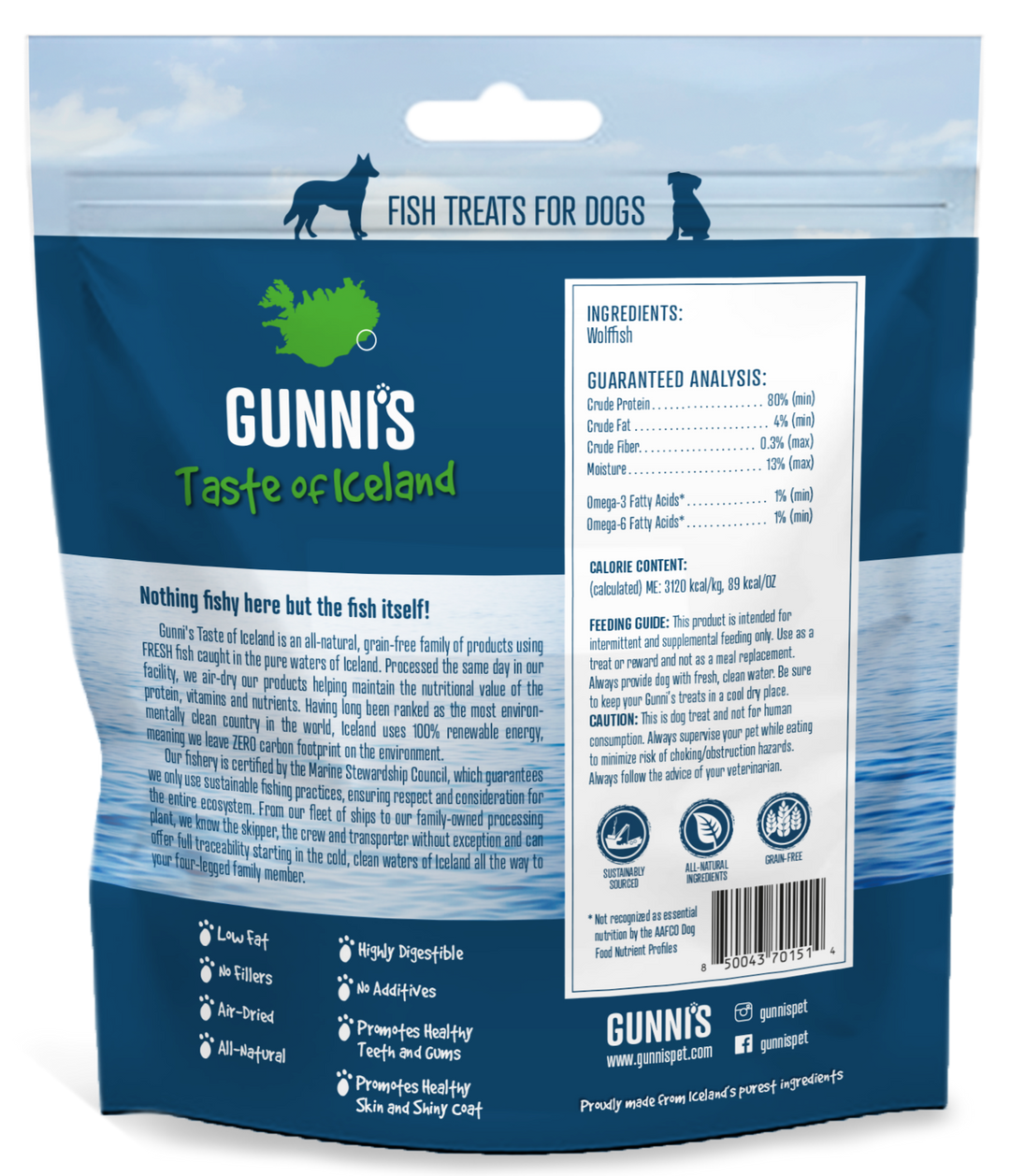 Gunni's Wolffish Wafers Dog Treats 85g