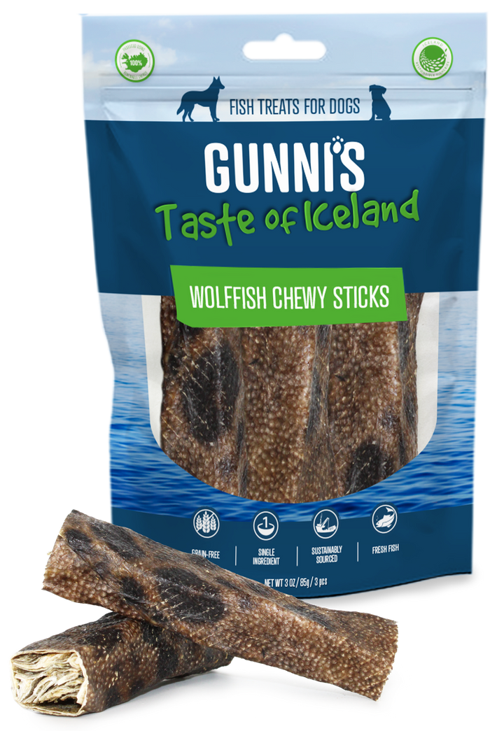 Gunni's Wolffish Chew Sticks 4" Dog Treats 3pcs