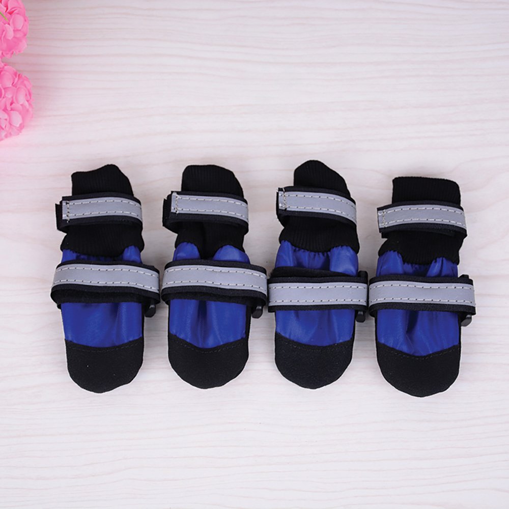 Zeez Blue Waterproof Non-Slip Pet Boots 4pk