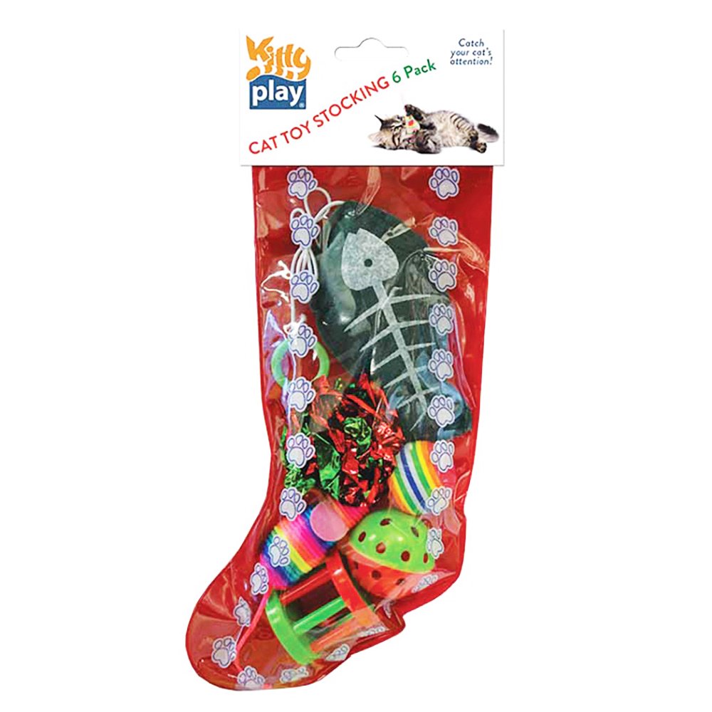 Kitty Play Christmas Cat Toy Stocking 6pk