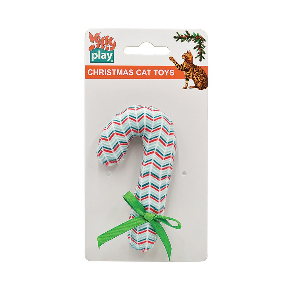 Plush Christmas Cat Toy Candy Cane