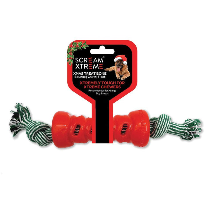 Christmas Treat Bone Red with Rope XL
