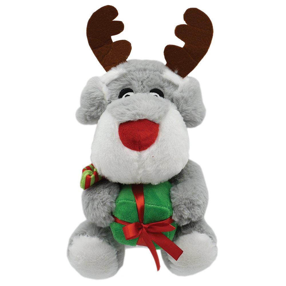 Christmas Dog w/Antlers & Gift 22.5cm