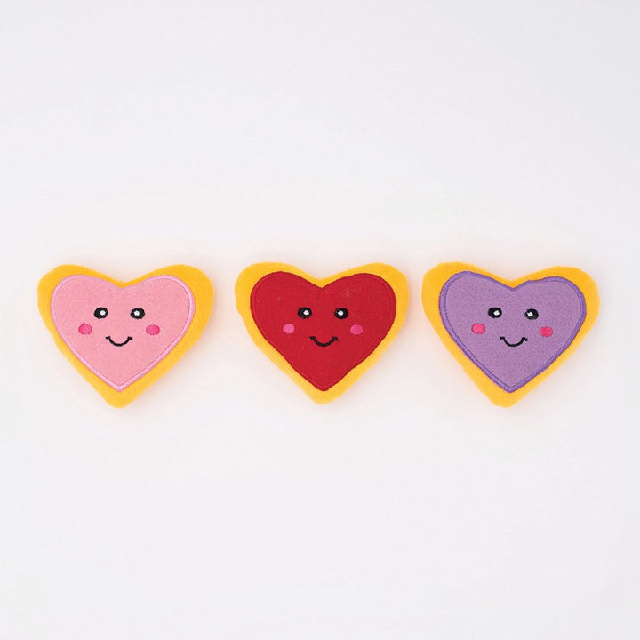 ZippyPaws Miniz Valentines Heart Cookies 3pk 8.5x8.5x2.5cm (each)