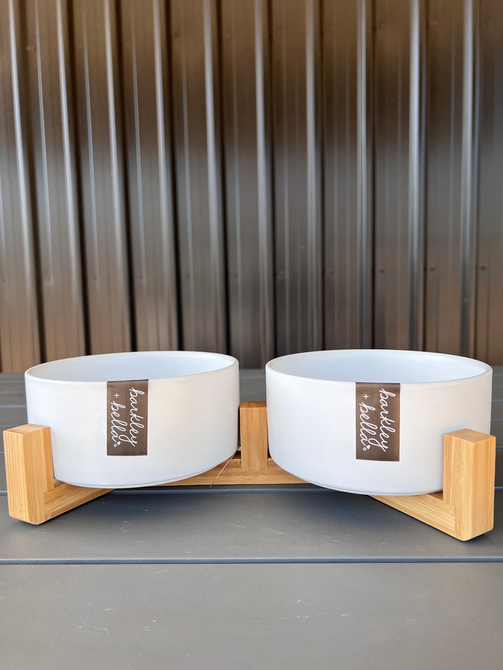 Zen Ceramic Double Stand & Bowls 850ml White
