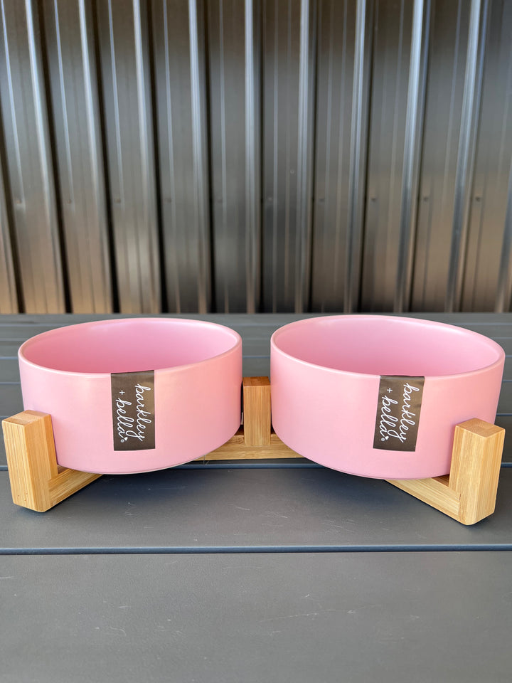 Zen Ceramic Double Stand & Bowls 850ml Pink