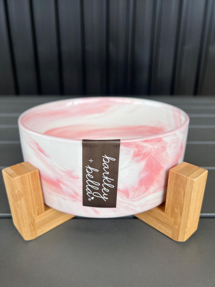 Zen Ceramic Single Stand & Bowl 850ml Pink Marble