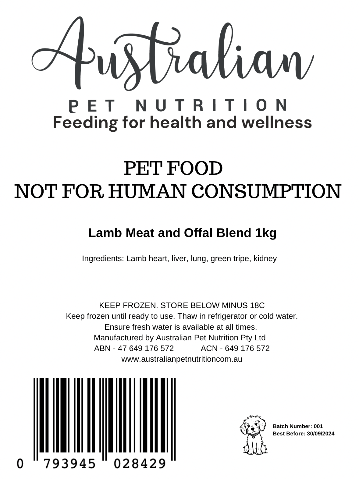 Australian Pet Nutrition Meat & Offal Blend 1kg