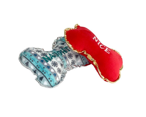 Plush Xmas Dog Toy Bone Set