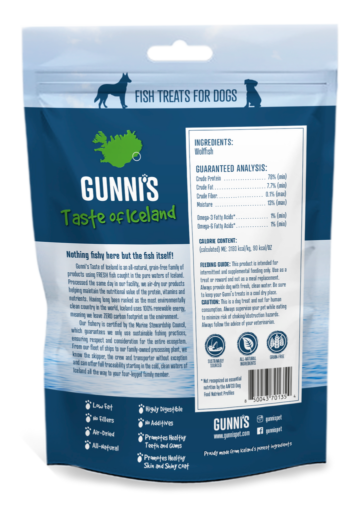 Gunni's Wolffish Chew Sticks 4" Dog Treats 3pcs
