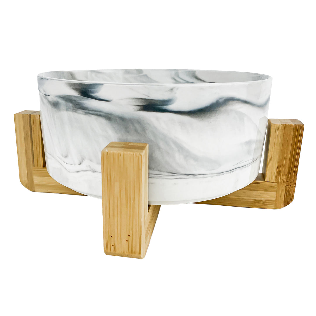 Zen Ceramic Single Stand & Bowl 1.8L White Marble