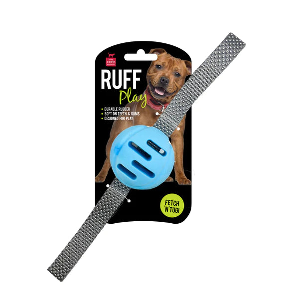 Ruff Play Fetch & Tug Ball Blue