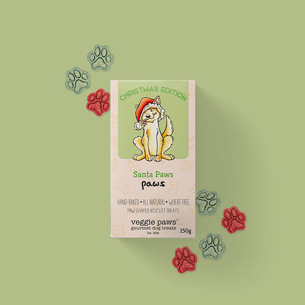 Red & Green Santa Paws Biscuits 150g